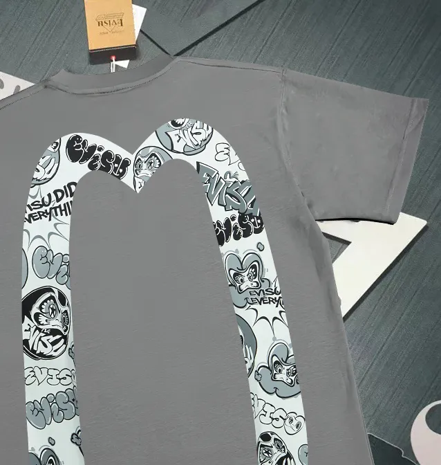 Evisu 2025New Arrival T ⚠ Quality⚠ Same Style T 。 ，Black S-XXL，White S-XXL，Gray M-XXL，Red S-XXL， Red M-XXL
